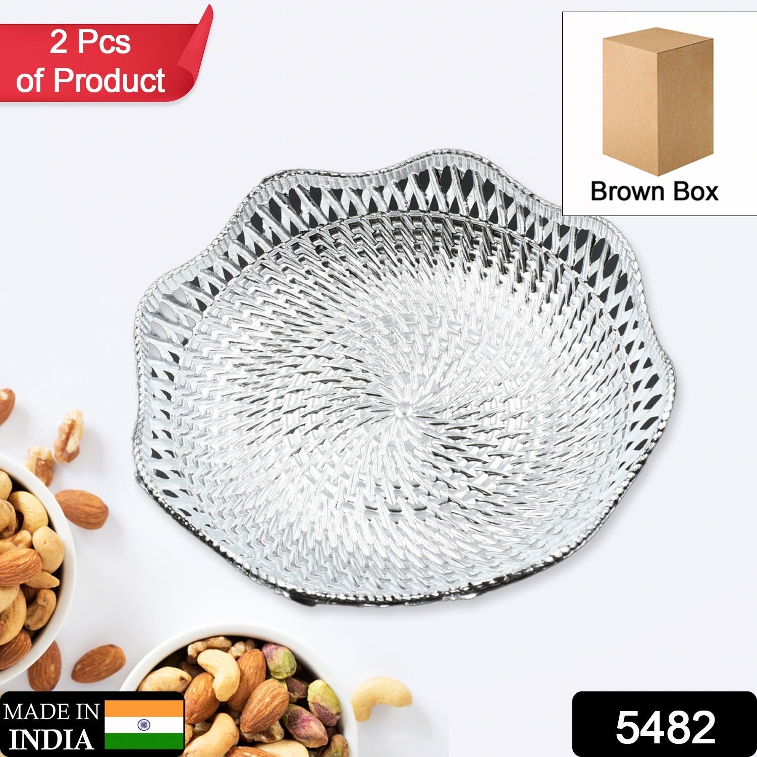5482 Round Serving Tray, Traditional Serving Tray, Multipurpose Serving Tray, Decorative Serving Platters, Mukhwas Serving Tray (2 Pc Set) 5482 Round Serving Tray, Traditional Serving Tray, Multipurpose Serving Tray, Decorative Serving Platters, Mukhwas Serving Tray (2 Pc Set)